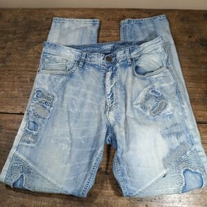 Jordan Craig Jeans Sz 38 x 34 Legacy Edition Distressed Ripped Blue Denim